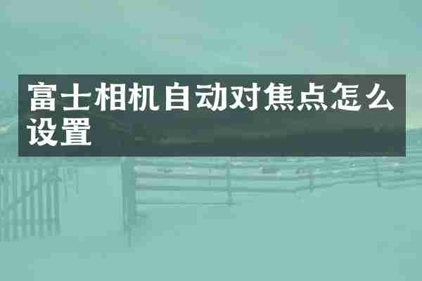 富士相机自动对焦点怎么设置