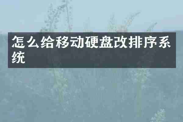 怎么给移动硬盘改排序系统