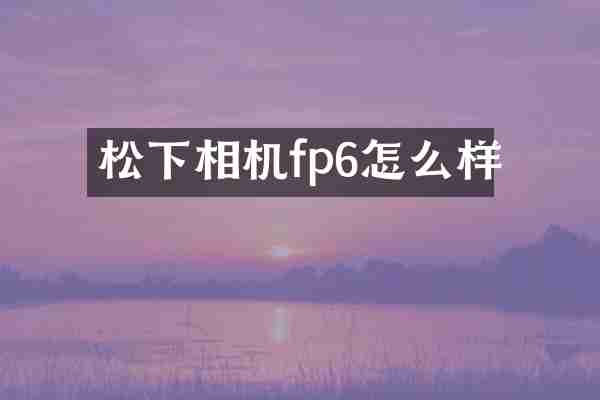 松下相机fp6怎么样
