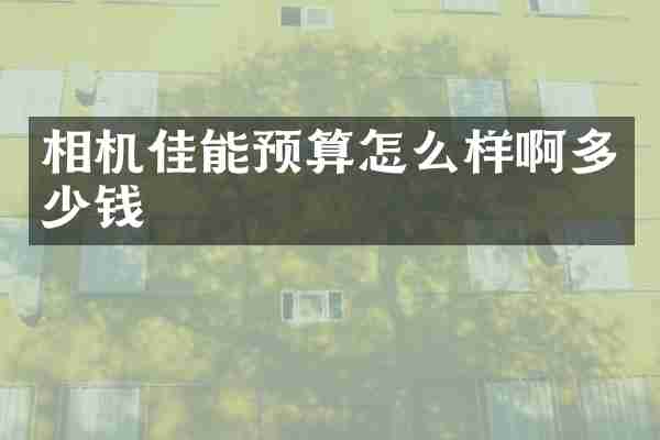 相机佳能预算怎么样啊多少钱
