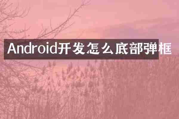 Android开发怎么底部弹框