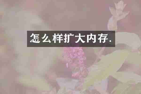 怎么样扩大内存.