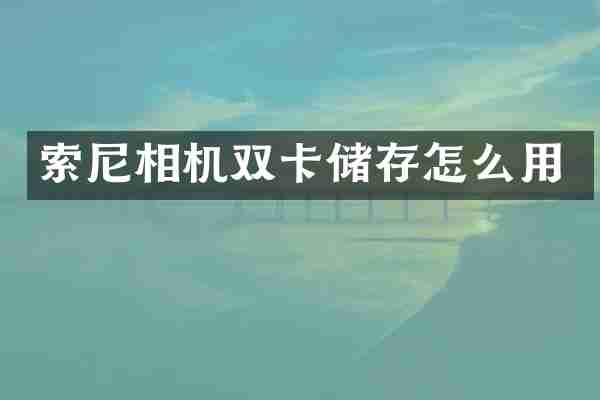 索尼相机双卡储存怎么用