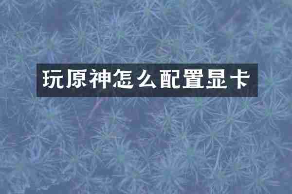 玩原神怎么配置显卡
