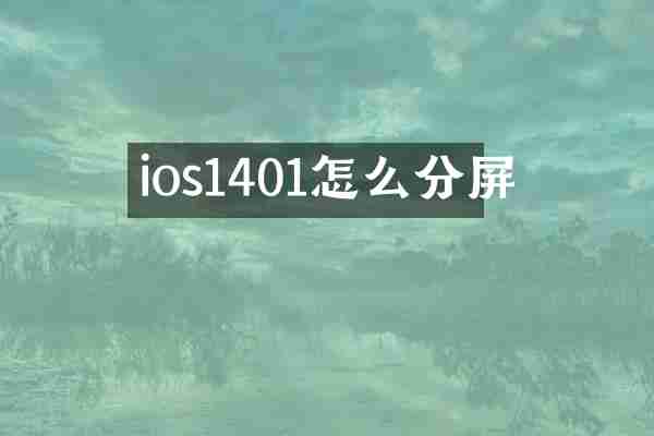 ios1401怎么分屏