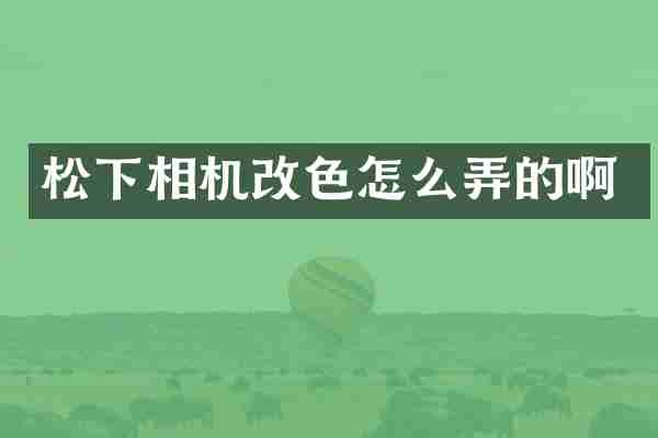 松下相机改色怎么弄的啊