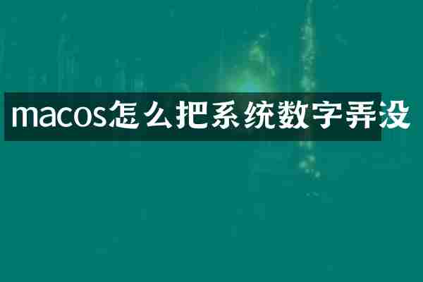 macos怎么把系统数字弄没