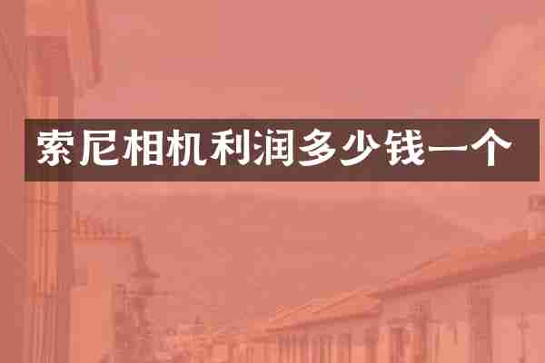 索尼相机利润多少钱一个