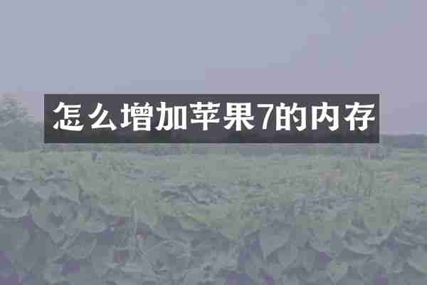 怎么增加苹果7的内存