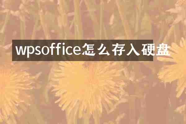 wpsoffice怎么存入硬盘