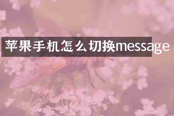 苹果手机怎么切换message