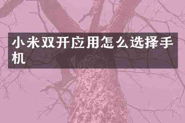 小米双开应用怎么选择手机