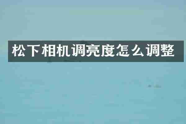 松下相机调亮度怎么调整