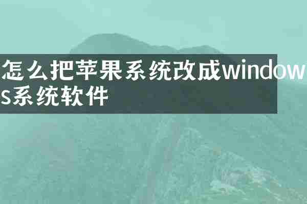 怎么把苹果系统改成windows系统软件