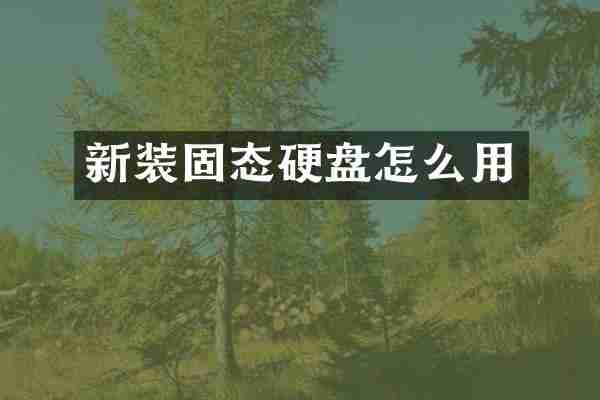 新装固态硬盘怎么用