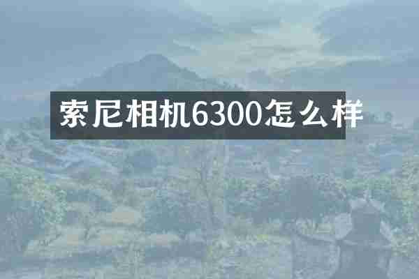 索尼相机6300怎么样