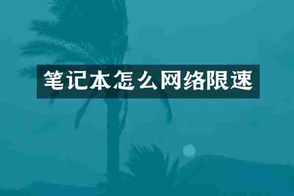笔记本怎么网络限速
