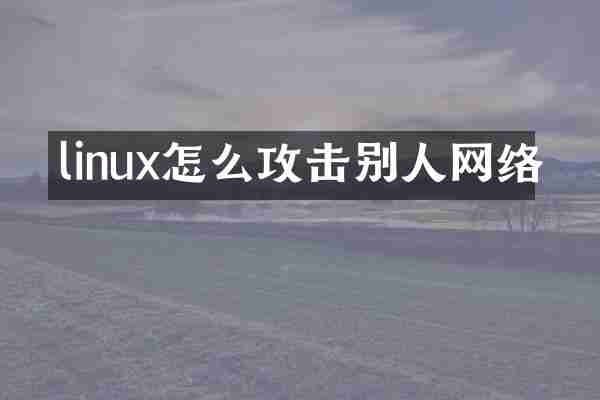 linux怎么攻击别人网络