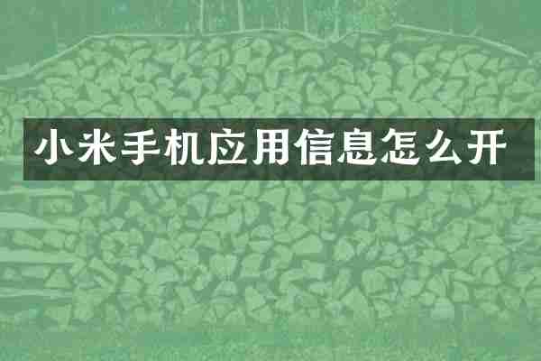 小米手机应用信息怎么开