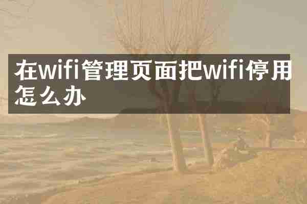 在wifi管理页面把wifi停用了怎么办