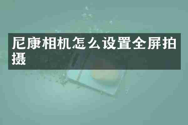 尼康相机怎么设置全屏拍摄