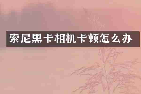 索尼黑卡相机卡顿怎么办