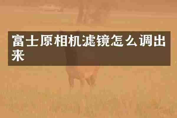 富士原相机滤镜怎么调出来