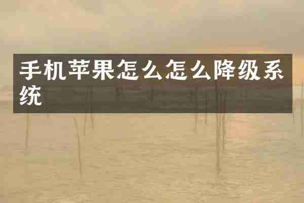 手机苹果怎么怎么降级系统