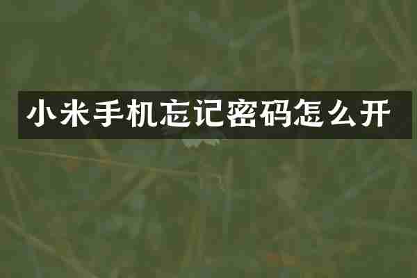 小米手机忘记密码怎么开