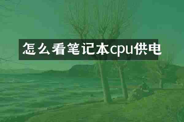 怎么看笔记本cpu供电