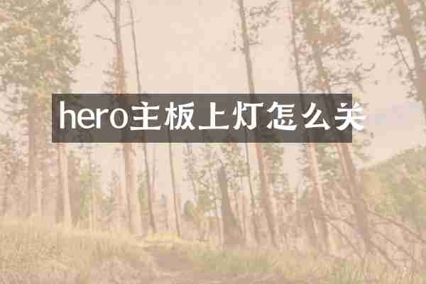 hero主板上灯怎么关