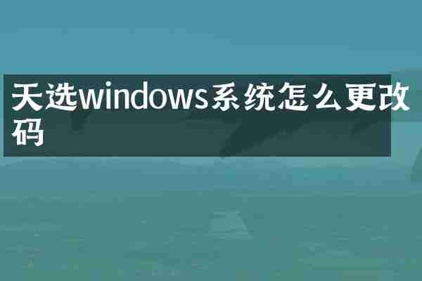天选windows系统怎么更改密码