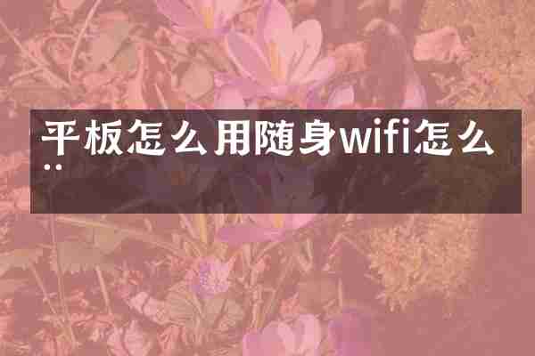 平板怎么用随身wifi怎么用