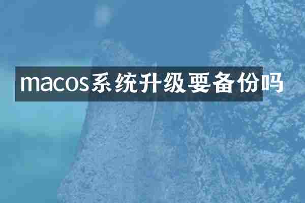 macos系统升级要备份吗