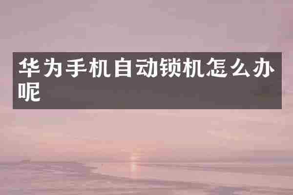 华为手机自动锁机怎么办呢