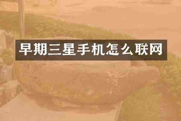 早期三星手机怎么联网