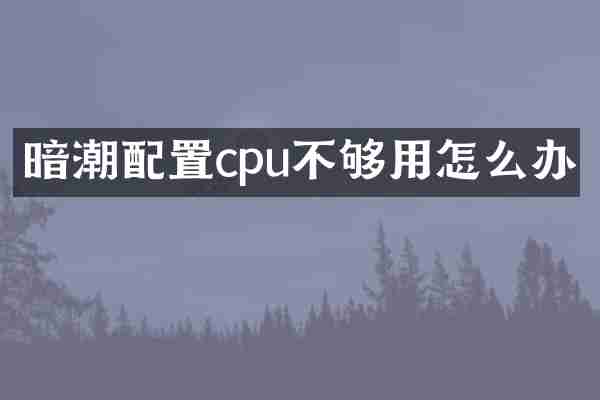 暗潮配置cpu不够用怎么办