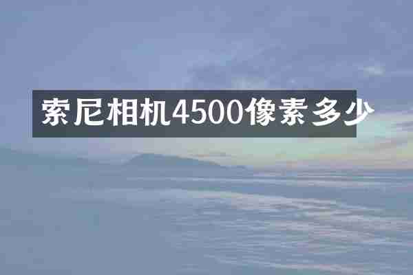 索尼相机4500像素多少