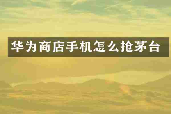 华为商店手机怎么抢茅台
