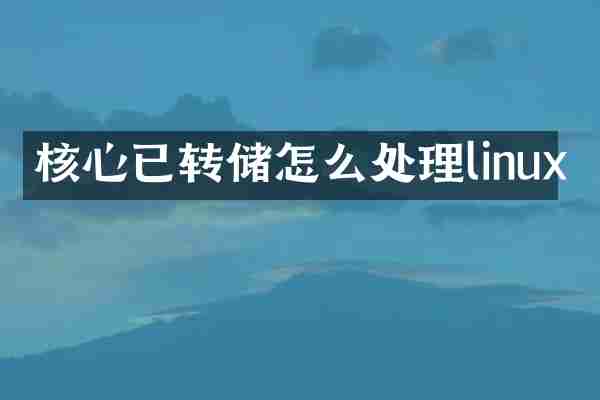 核心已转储怎么处理linux