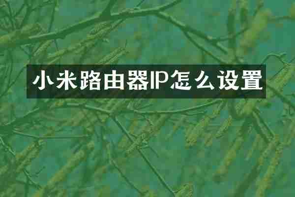 小米路由器IP怎么设置
