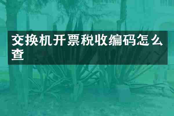 交换机开票税收编码怎么查