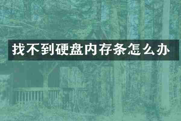 找不到硬盘内存条怎么办