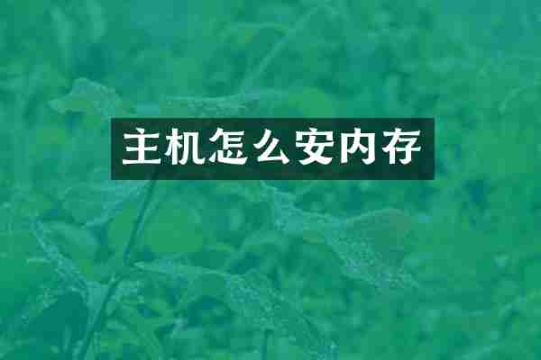 主机怎么安内存
