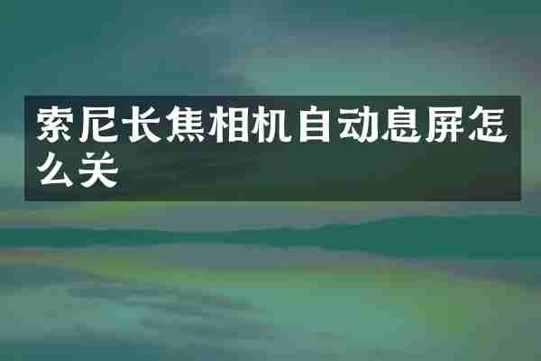 索尼长焦相机自动息屏怎么关