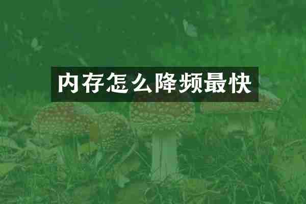 内存怎么降频最快