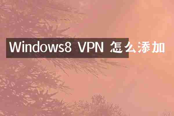 Windows8 VPN 怎么添加
