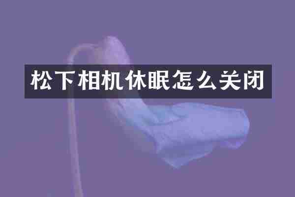 松下相机休眠怎么关闭