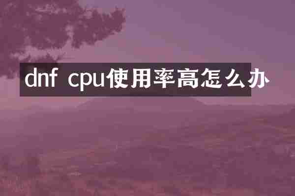 dnf cpu使用率高怎么办