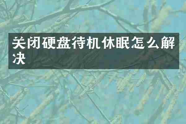 关闭硬盘待机休眠怎么解决